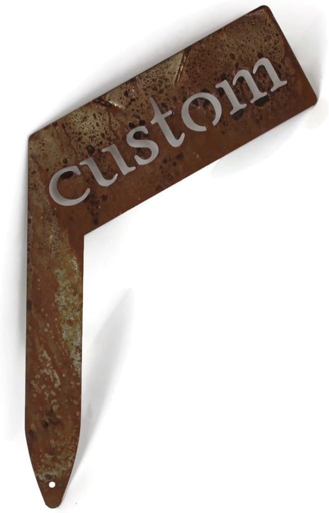 Planter Size Small Metal Garden Plant Vegetable Flower or Herb Markers 13.5 Inches Tall (Custom Text, Naturally Rusted)
