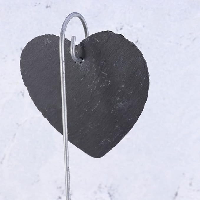GANAZONO Plant Labels for Outdoor Garden Slate Garden Signs Heart Shaped Reusable Garden Chalkboard Labels Plant Markers Nursery Garden Labels 3 Pcs 10cm