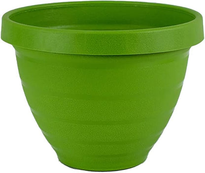 The HC Companies Rings Flower Planter - Self Watering Plant Pots for Herbs & More - Round Lightweight Outdoor & Indoor Planter (10" Green, Pack of 1)