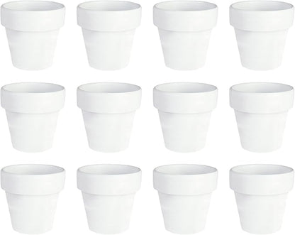 12pcs Mini White Pots – Small White Pots for Indoor or Outdoor Plants, Mini Planters for Flowers and Greenery, for Plant Lovers