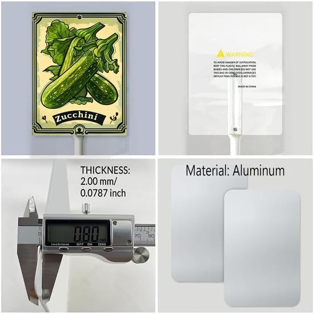 Uptell Vegetable Garden Zucchini Yard Sign Label With Stake Plant Markers For Outdoor Plants Waterproof 7x8.8inch Nursery Garden Outdoor Sign