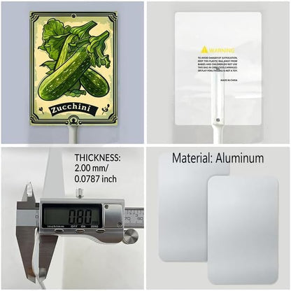 Uptell Vegetable Garden Zucchini Yard Sign Label With Stake Plant Markers For Outdoor Plants Waterproof 7x8.8inch Nursery Garden Outdoor Sign