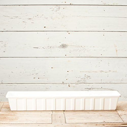 Root & Vessel Poly-Pro Plastic Flower Box Planter, White, 36-Inch