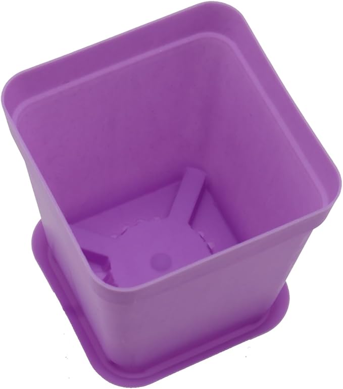 HOIGON 100 Pack 3 Inch Purple Square Nursery Pot, Durable Thickened Plastic Nursery Pots with Drain Holes, Small Square Planting Containers for Flower Tomatoes Basil