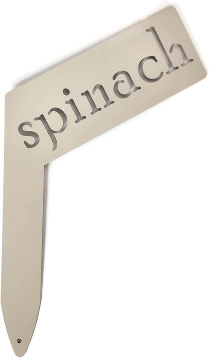 Planter Size Small Metal Garden Plant Vegetable Flower or Herb Markers 13.5 Inches Tall (spinach, Cream)