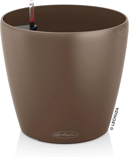 Lechuza Classico Color 43 Nutmeg, Self-Watering Round Planter, D16.5 H15.7 in