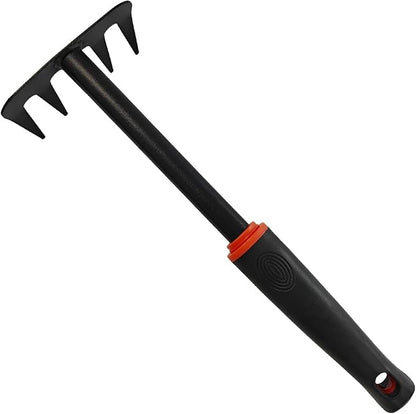 Small Garden Rake, Hand Rake & Cultivator Tool with Non-Slip Handle – Hand Weeder for Weeding, Tilling Soil, Planting