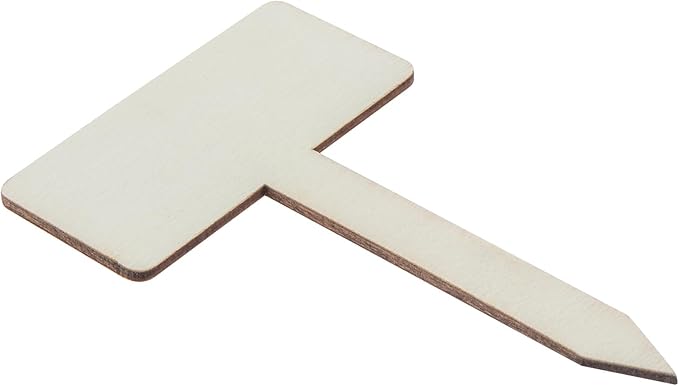 Plant Labels, 60 Pcs Plant Tags Garden Markers, Wooden T-Type Plant Name Stakes for Seed Potted Herbs Flowers Vegetables with Marker Pen, 4.1 x 2.5 inch