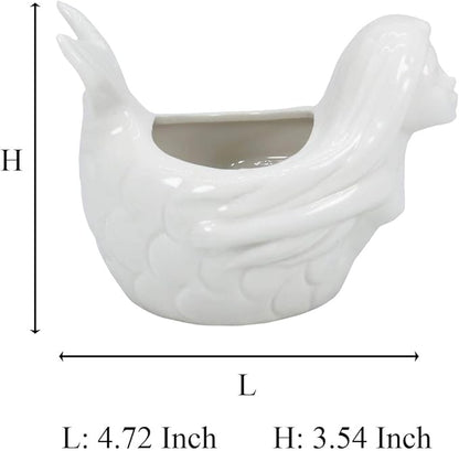Cute Mermaid Succulent Planter Pot with Drainage Tray, White Ceramic Cactus Flower Container, Small Unique Indoor Air Plants Holder