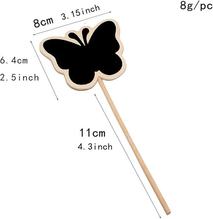 ARTIBETTER Mini Chalkboard Toppers 20 Pcs Butterfly Garden Plant Labels Creative Message Board Signs for Wedding Party Floral Decorations 6.85X3.14 Inches