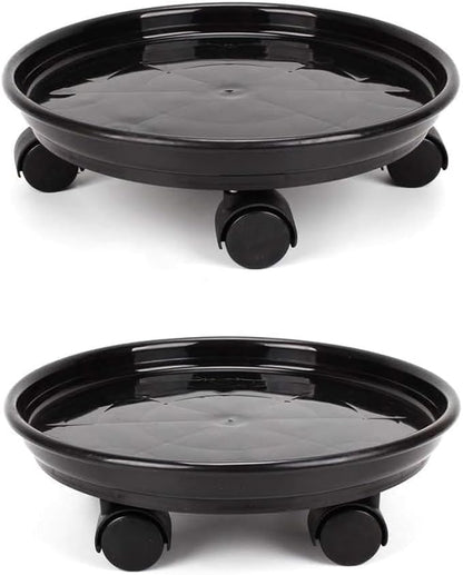 2Pcs Plant Caddy,Planter Pot Mover, Plant Pot Pallet Dolly Caster with Universal Wheels, Round Movable Planter Dolly Trolley Tray Pallet Outdoor Indoor Tree Flower Stand Planter (13 inch+2pcs+black)