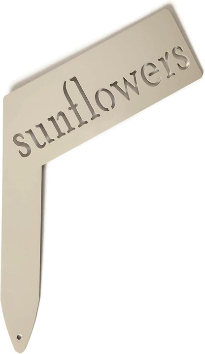 Planter Size Small Metal Garden Plant Vegetable Flower or Herb Markers 13.5 Inches Tall (sunflowers, Cream)