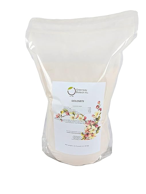 Greenway Biotech, Inc. Dolomite Lime Plus- Includes 11.8% Magnesium and 22.7% Calcium Helps to Adjust The pH Level- Great to Make Your Own Compost and Worm Bins (2X 25 Pounds)