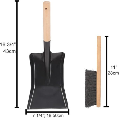 Coal Shovel and Hearth Brush Set Made of Natural Wood and Coco Bristles, Hearth Tidy Set, Fireplace Shovel and Brush, Fireplace Tool Set, Metal Brush Pan Set, Fireplace Tools, Firepit Tools