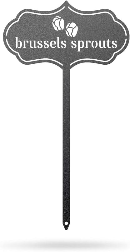 RealSteel Metal Seed & Plant Markers – Elegant Indoor & Outdoor Garden Stakes – Durable Herb, Vegetable & Fruit Plant Labels for Pots, Raised Beds & Greenhouse – Farmhouse Garden - (Brussels Sprouts)