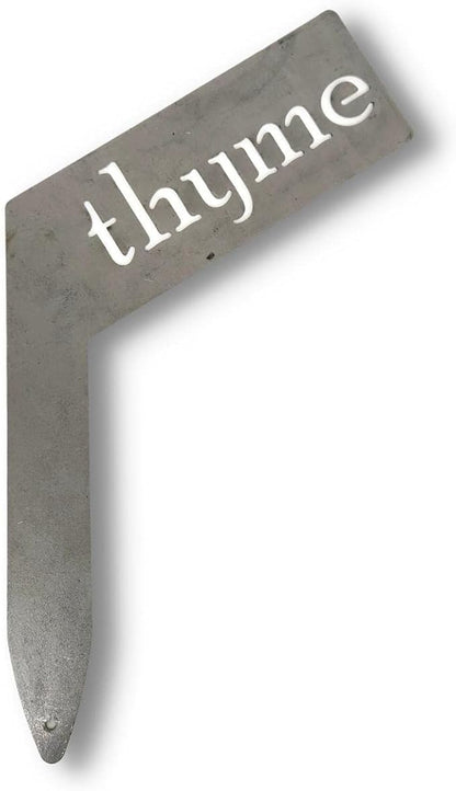 Planter Size Small Metal Garden Plant Vegetable Flower or Herb Markers 13.5 Inches Tall (thyme, Raw, Unfinished Steel)