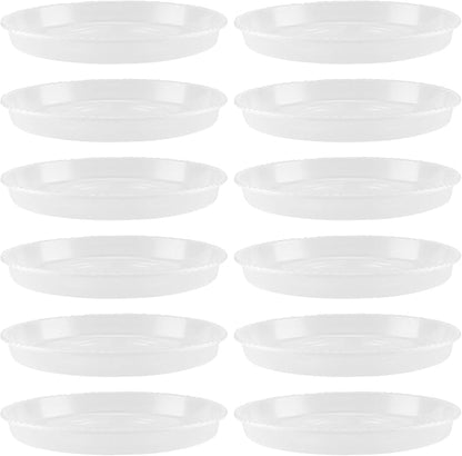 HAKZEON 12 Pack 14 Inch Round Plant Saucers, Clear Plastic Plant Saucer Drip Tray, Heavy Sturdy Plant Trays, Planter Flower Pots Saucers for Indoors, Outdoor, Garden