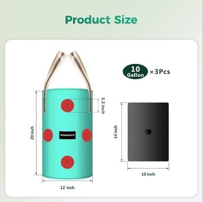 3 Pack Hanging Strawberry Planter Bags, 10 Gallon Hanging Grow Bags with Bottom Planting Hole, Thickened PE Strawberry Pot for Vegetables Herbs Tomatoes