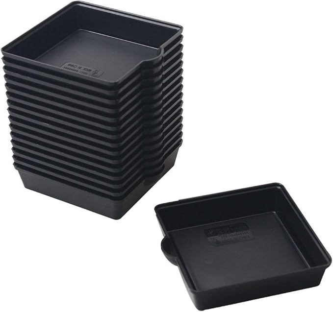 BangQiao 16 Pack 3.20 Inch Plastic Square Plant Pot Saucer Tray for Indoor and Outdoor Plants, Black