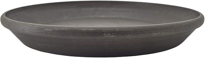 PSW Pot Collection AP30DC 12-inch Plastic/Stone/Wood Composite Plant Saucer Drip Tray – No Drainage Hole (Drillable), Indoor/Outer Water Tray, Dark Charcoal