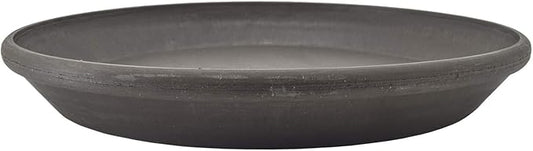 PSW Pot Collection AP30DC 12-inch Plastic/Stone/Wood Composite Plant Saucer Drip Tray – No Drainage Hole (Drillable), Indoor/Outer Water Tray, Dark Charcoal