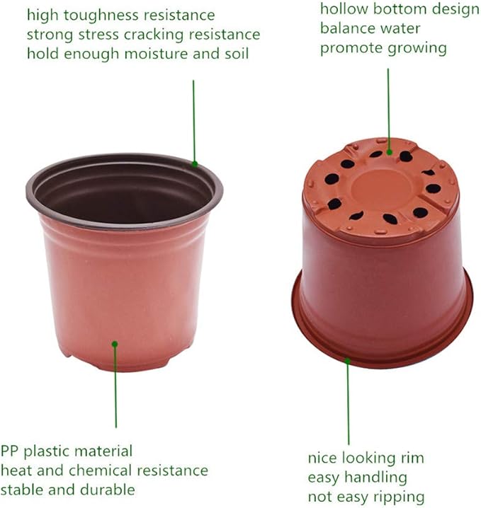 7" Seedling Pots Plastic Plant Containers Suit for Seeds Germination, Succulents Planting, Seeds Starting - 100 Pcs