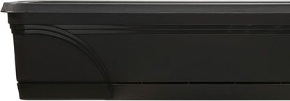 Southern Patio 36 Inch Medallion Weatherproof and Sunray Protected Plastic Hanging Windowsill Garden Box Planter with Drainage Holes, Black