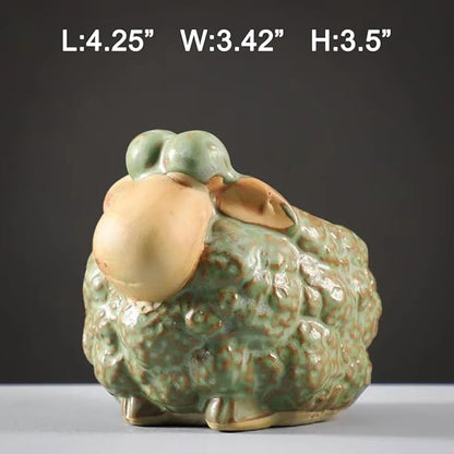DIYOMR Small Ceramic Planter Pot, 4.3" Vintage Bronze Animal Planters Ceramic Flowerpot Succulent Pots Cactus Pot for Office Home Desktop Decor - Plants Not Included (Sheep)