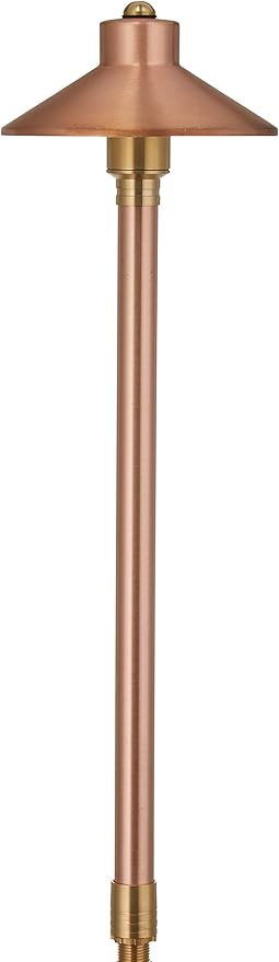 VOLT Flat Hat 12V Copper Path Light (7" Shade, 24" Tall) for Low Voltage Landscape Lighting on Outdoor Pathway, Walkway, Garden, Driveway or Patio