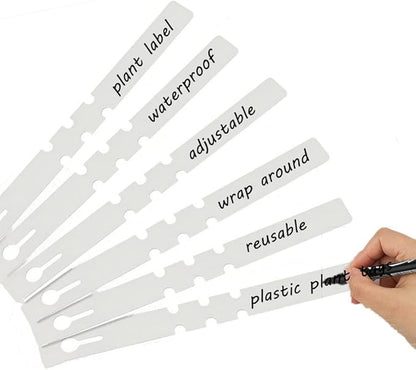 Kecoya 200 PCS White Plastic Plant Tree Tags and Labels Waterproof, Adjustable, Wrap Around, Reusable, Indoor/Outdoor, Garden, Nursery, Greenhouse, Balcony, Plant Labels