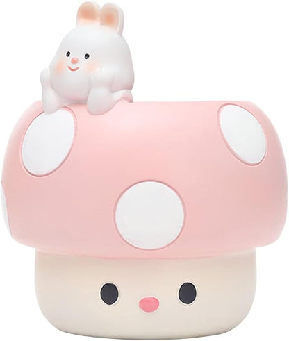 EOBTAIN Unique Mushroom Planter Pot Cute Animal Rabbit Pink Resin Succulent Small Pots for Indoor Plants Mini Cactus Planter Pots Living Room Office Table Decor,Mushroom Lover Gifts,4 Inch