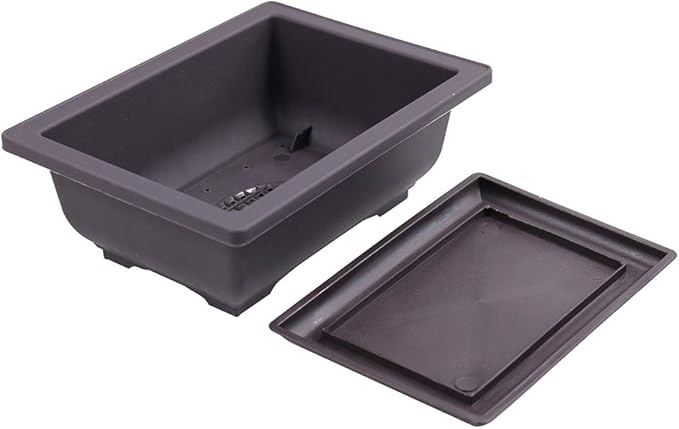 MUZHI 6PCS/Pack Retro Style Basin Plastic Flower Pot 6.5 Inch Flower Bonsai Tree Plant Bowl Nursery Pots Maceta Cuadrada Simulational Purple Sands Pots with Tray Rectangle Small
