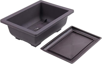 MUZHI 6PCS/Pack Retro Style Basin Plastic Flower Pot 6.5 Inch Flower Bonsai Tree Plant Bowl Nursery Pots Maceta Cuadrada Simulational Purple Sands Pots with Tray Rectangle Small