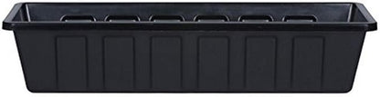 Root & Vessel Poly-Pro Plastic Flower Box Planter, Black, 24-Inch