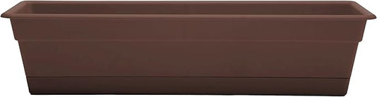 Bloem Dura Cotta Window Box Planter: 30" - Chocolate - Large Box with Tray, Weatherproof Resin Box, Removable Tray for Indoor & Outdoor Use, Gardening, 4 Gallon Capacity