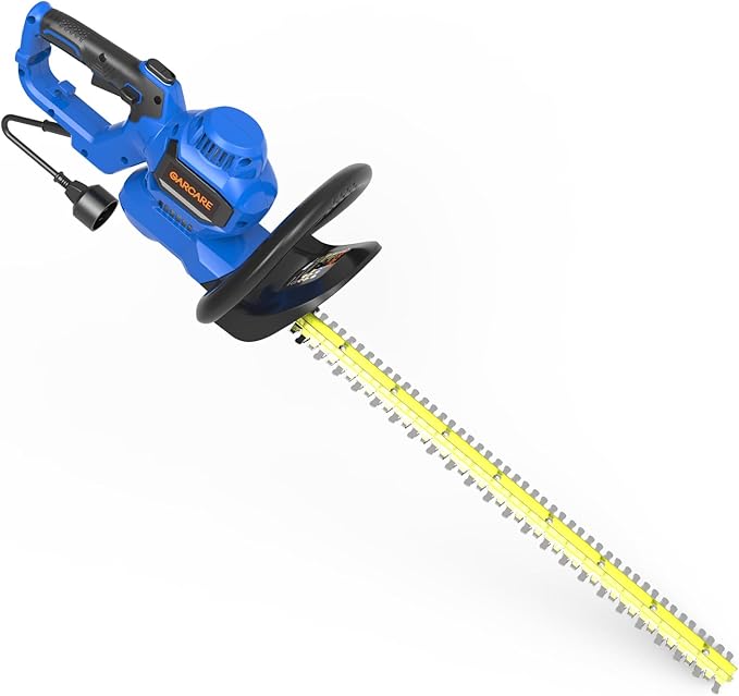 GARCARE 24-Inch Hedge Trimmer Corded - 4.5 Amp Electric Bush Cutter with Dual-Action Blades and Safety Lock Bush Trimmer for Thick Branches Hedges and Shrubs