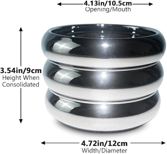 4.7 Inch Modern Plant Pot Silver Ceramic Glaze Succulent Planters for Indoor Unique Pots, Planter with Drainage Holes Small Bubble Porcelain for Herb Snake Plants