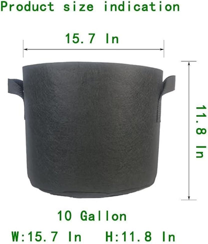 WEIFENG 5-Pack Grow Bags 10 Gallon, Heavy Duty Fabric Pots with Handles for Large Vegetables, Fruits, Shrubs