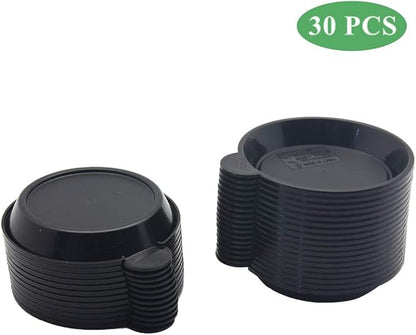 BangQiao 30 Pack 3.15 Inch Plastic Tiny Round Plant Pot Saucer Tray for Indoor and Outdoor Plants, Black