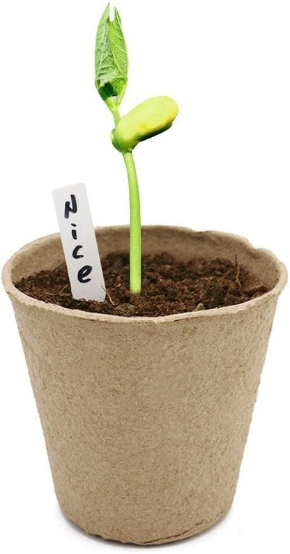 KINGLAKE 100 Pcs 3 Inch Peat Pots, Seeds Starter, Transplant Seedlings With 100 Pcs White Plastic Plant Labels