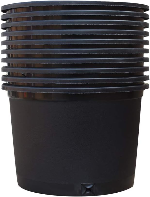 Nursery Pot 1 Gallon 1 Gal 2 Gal 3 Gal 5 Gal 7 Gal 10 Gal 15 Gal Nursery Container Injection Molded Pot Fit for Plants Soil Growers or Hydroponics (10,5 Gallon Short)