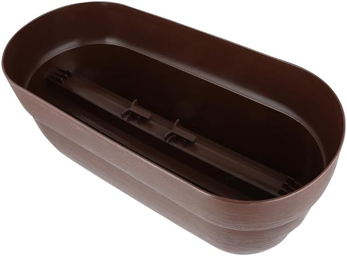 Emsco Group 2435-1 Bloomers Self-Watering 24" Weatherproof Resin 6" Railings – Brown Rain Planter Grow Box, Earth