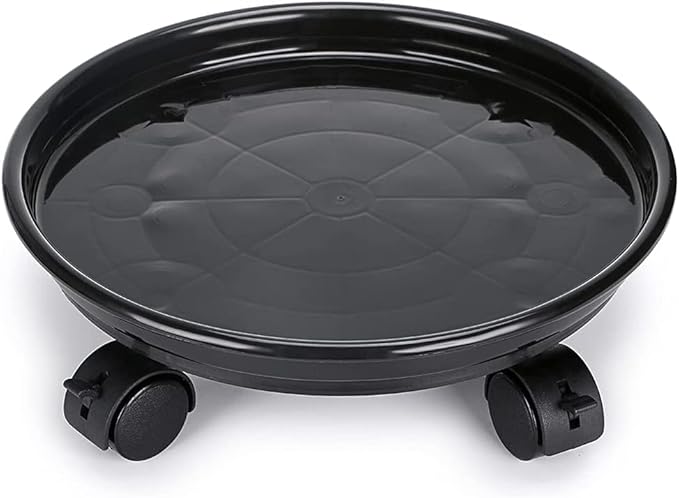 2Pcs Plant Caddy,Planter Pot Mover, Plant Pot Pallet Dolly Caster with Universal Wheels, Round Movable Planter Dolly Trolley Tray Pallet Outdoor Indoor Tree Flower Stand Planter (11.8 inch+2pcs+black)