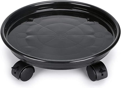 2Pcs Plant Caddy,Planter Pot Mover, Plant Pot Pallet Dolly Caster with Universal Wheels, Round Movable Planter Dolly Trolley Tray Pallet Outdoor Indoor Tree Flower Stand Planter (11.8 inch+2pcs+black)