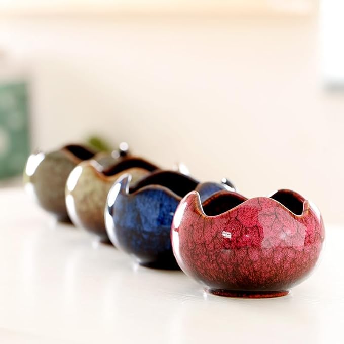 YYW Succulent Pots Small Flower Pots with Drainage Hole Ceramic Planters for Indoor Plants Stylish Plant Pots in Egg Broken Shell Design for Home Office Decor Shallow Plant Pots for Plant Lovers Gifts