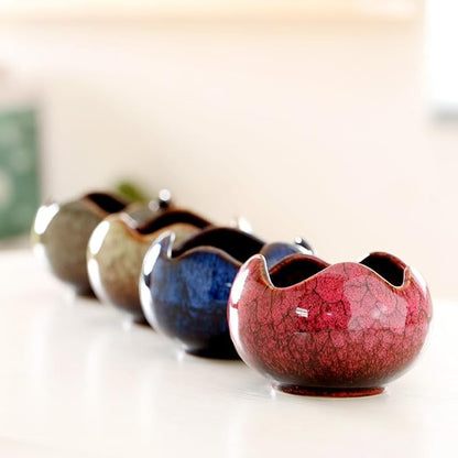 YYW Succulent Pots Small Flower Pots with Drainage Hole Ceramic Planters for Indoor Plants Stylish Plant Pots in Egg Broken Shell Design for Home Office Decor Shallow Plant Pots for Plant Lovers Gifts