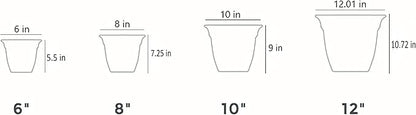The HC Companies 8 Inch Eclipse Square Planter with Saucer - Indoor Outdoor Plant Pot for Flowers, Vegetables, and Herbs, Slate Blue (Pack of 2)