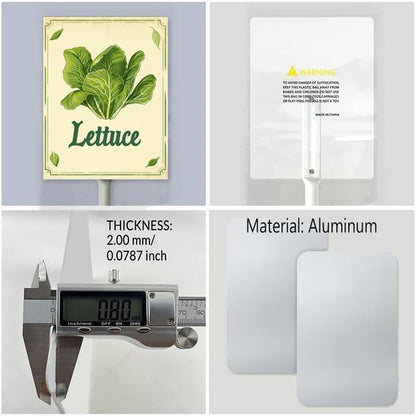 Uptell Vintage Vegetable Signs for Garden with Stake Lettuce Yard Sign Vegetable Garden Label Stakes Plant Markers for Outdoor Plants Waterproof 8x12inch