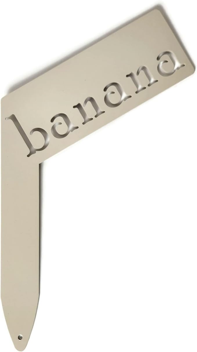 Planter Size Small Metal Garden Plant Vegetable Flower or Herb Markers 13.5 Inches Tall (banana, Cream)