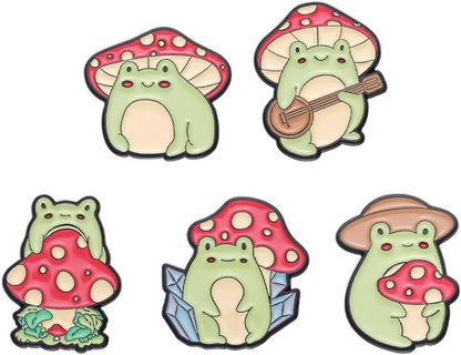 5 Pcs Creative Enamel Frog Brooches Pins for Men Women Funny Anime Rabbit Hedgehog Pins for Backpacks Cartoon Enamel Brooch Badge Lapel Jewelry Gift